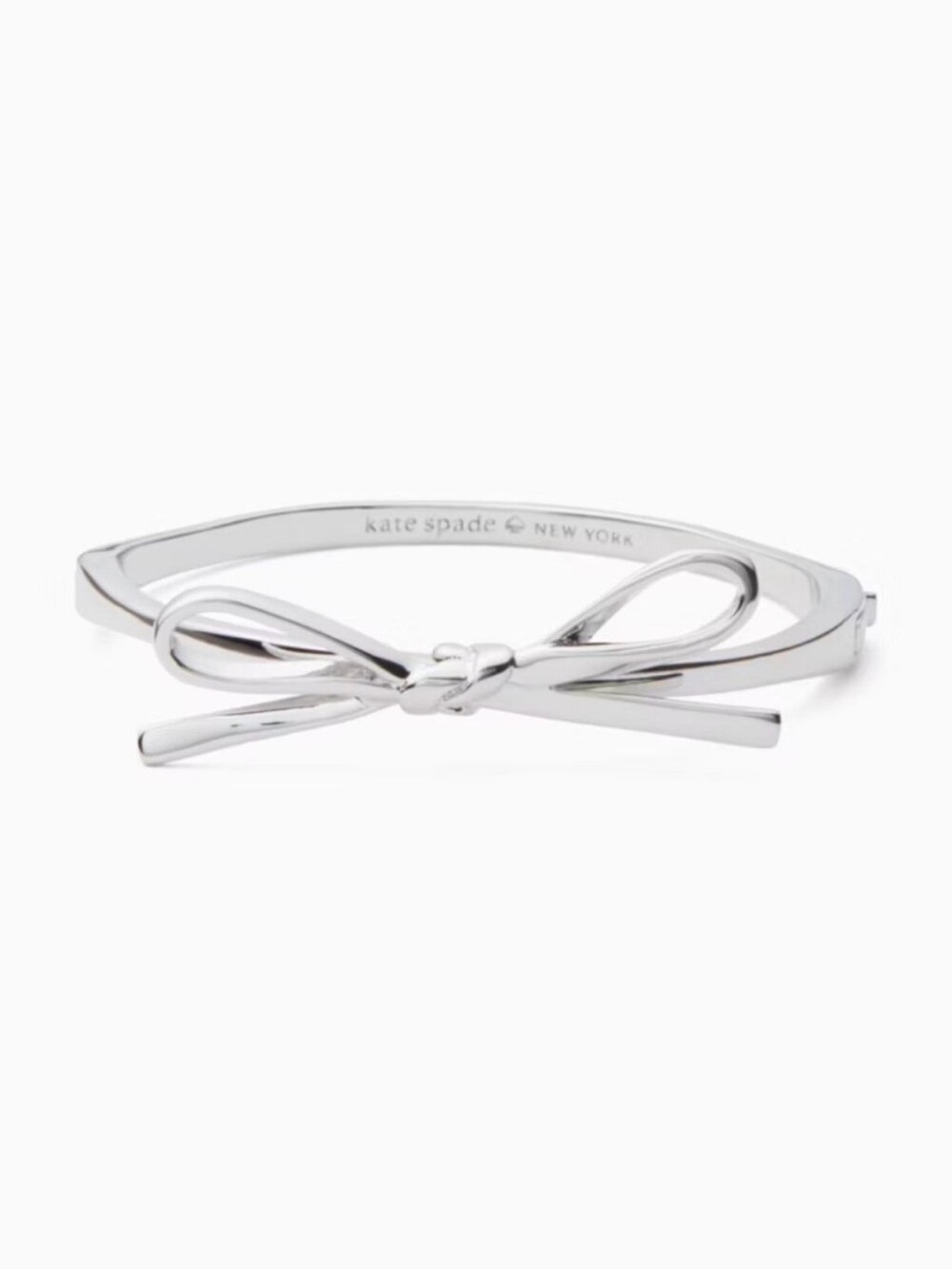 Kate Spade Silver Bow Hinged Bangle Bracelet